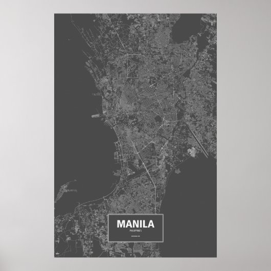 Manilla, Filipijnen (wit op zwart) Poster (Voorkant)