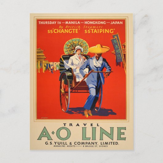  Manilla Hong Kong Japan Australië Reis Briefkaart (Voorkant)