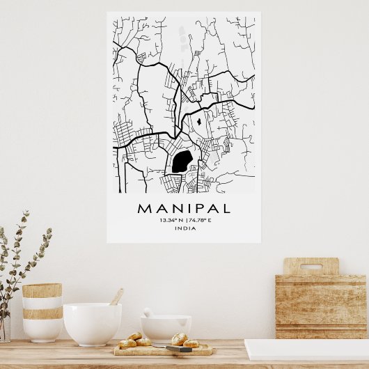 Manipal Map Poster | Karnataka | India (Keuken)