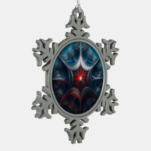 Manipulatie van Mandelbrot met Starburst Center Tin Sneeuwvlok Ornament (Links)