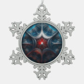 Manipulatie van Mandelbrot met Starburst Center Tin Sneeuwvlok Ornament (Voorkant)