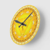 Manipura Clock - golden mandala Ronde Klok (Hoek)