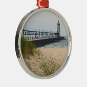 Manistee Lighthouse Metalen Ornament (Rechts)