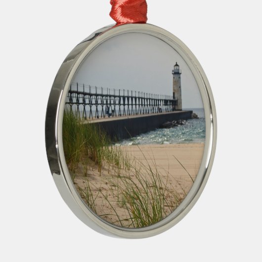 Manistee Lighthouse Metalen Ornament (Rechts)