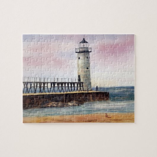 Manistee Noord-Pierhead vuurtoren Puzzle Legpuzzel (Horizontaal)