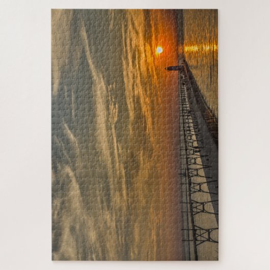Manistee North Pierhead Light op Sunset Legpuzzel (Verticaal)