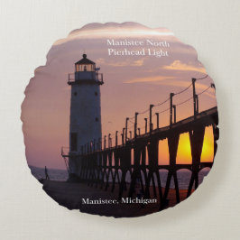 Manistee North Pierhead Light round pillow Rond Kussen