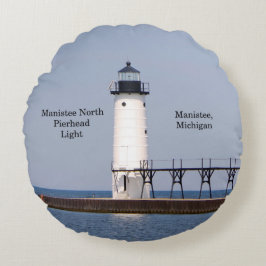 Manistee North Pierhead Light round pillow Rond Kussen