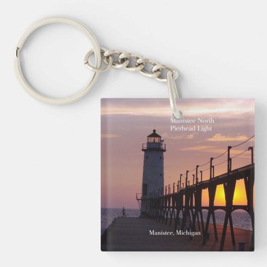 Manistee North Pierhead Light-sleutelketen Sleutelhanger (Voorkant)