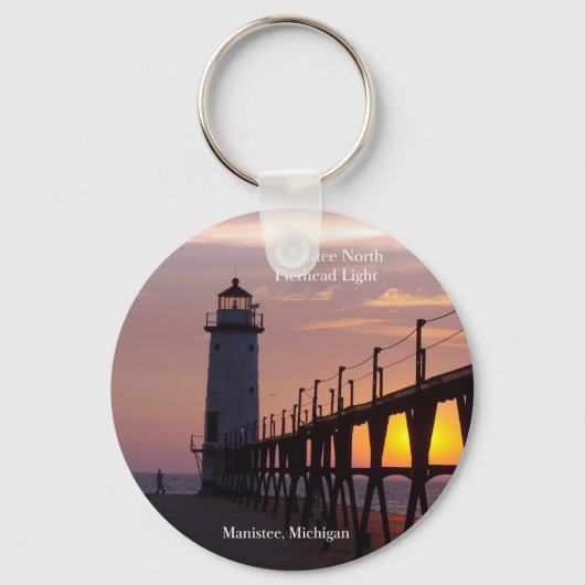 Manistee North Pierhead Light-sleutelketen Sleutelhanger (Voorkant)