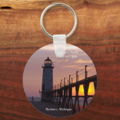 Manistee North Pierhead Light-sleutelketen Sleutelhanger (Voorkant)