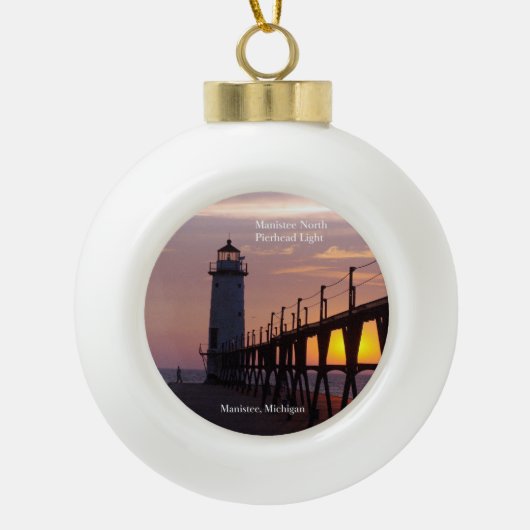 Manistee North Pierhead Light sunset ornament (Voorkant)