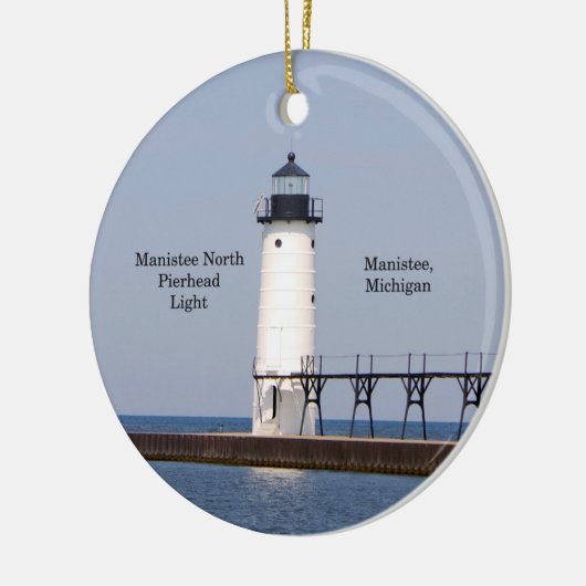 Manistee North Pierhead Light-versiering Keramisch Ornament (Links)