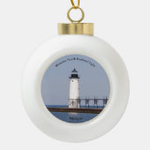 Manistee North Pierhead Light-versiering Keramische Bal Ornament (Voorkant)