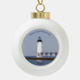 Manistee North Pierhead Light-versiering Keramische Bal Ornament