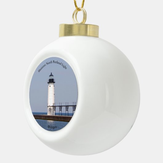 Manistee North Pierhead Light-versiering Keramische Bal Ornament (Rechts)