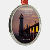 Manistee North Pierhead Light-versiering Metalen Ornament (Rechts)