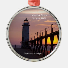 Manistee North Pierhead Light-versiering Metalen Ornament
