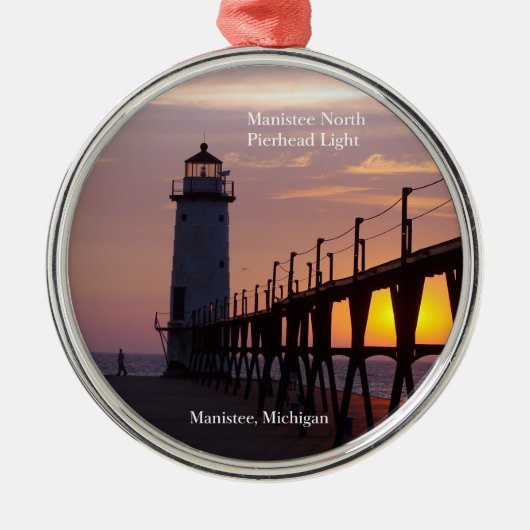 Manistee North Pierhead Light-versiering Metalen Ornament (Voorkant)
