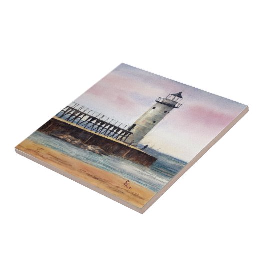 Manistee North Pierhead Lighthouse Tile Tegeltje (Zijkant)