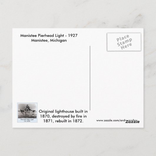 Manistee Pierhead Light Briefkaart (Achterkant)