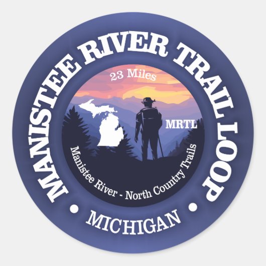 Manistee River Loop Trail (rd2) Ronde Sticker (Voorkant)