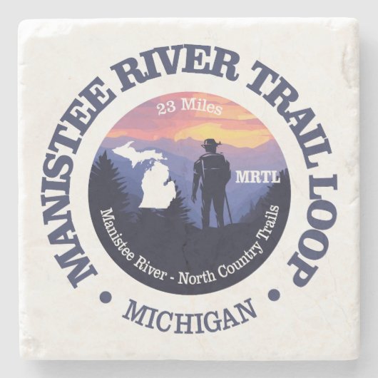 Manistee River Loop Trail (rd2) Stenen Onderzetter (Voorkant)