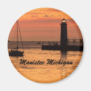 Manistee, vuurtoren van Michigan Sunset Magnet