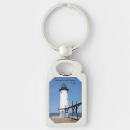 Manisteert North Pierhead Light metal-sleutelketen Sleutelhanger