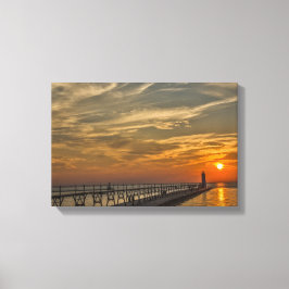 Manistees vuurtoren van North Pierhead Canvas Afdruk