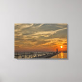 Manistees vuurtoren van North Pierhead Canvas Afdruk (Voorkant)