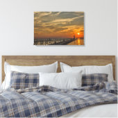 Manistees vuurtoren van North Pierhead Canvas Afdruk (Insitu (Slaapkamer))