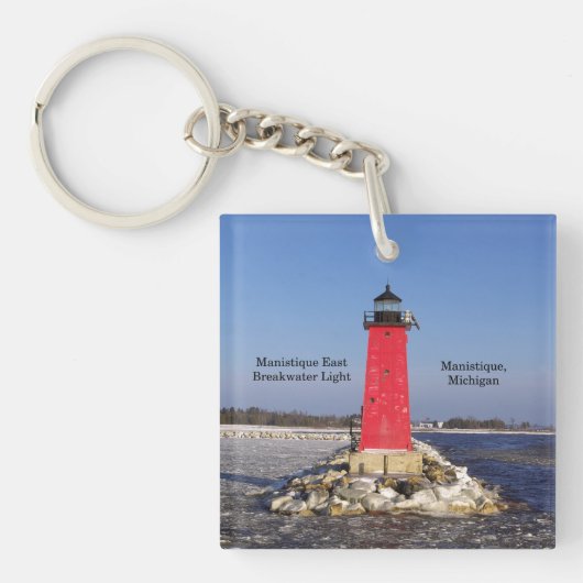 Manistique East Breakwater-acrylsleutelketen Sleutelhanger (Voorkant)