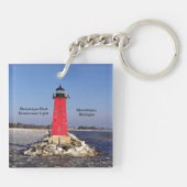Manistique East Breakwater-acrylsleutelketen Sleutelhanger (Achterkant)