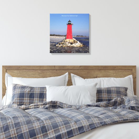 Manistique East Breakwater Light canvas afdruk (Insitu (Slaapkamer))