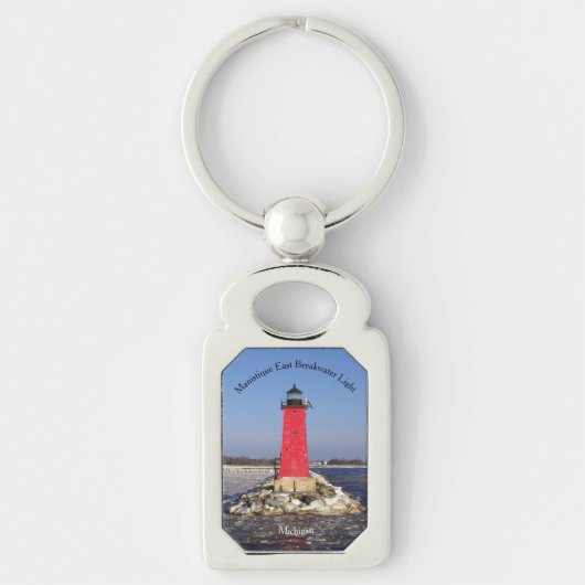 Manistique East Breakwater Light metal key chain Sleutelhanger (Voorkant)
