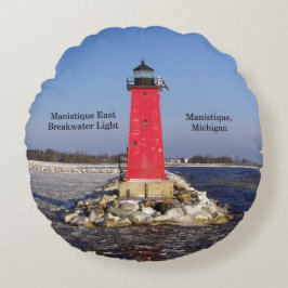 Manistique East Breakwater Light round kussen