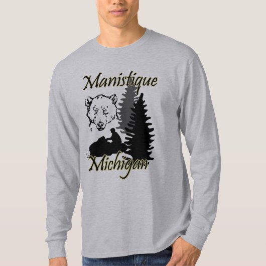 Manistique Michigan Snowmobile Beer Grey T-shirt (Voorkant)