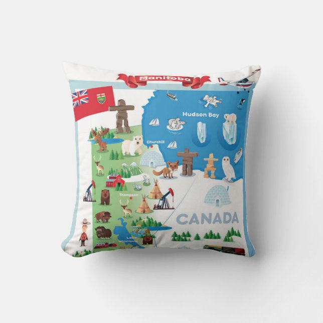 Manitoba Canada Cartoon Poster Kussen (Voorkant)
