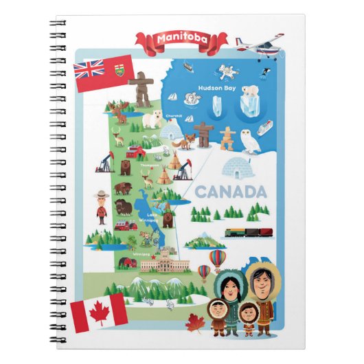 Manitoba Canada Cartoon Poster Notitieboek (Voorkant)