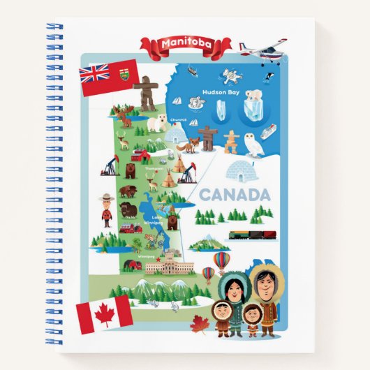 Manitoba Canada Cartoon Poster Notitieboek (Voorkant)
