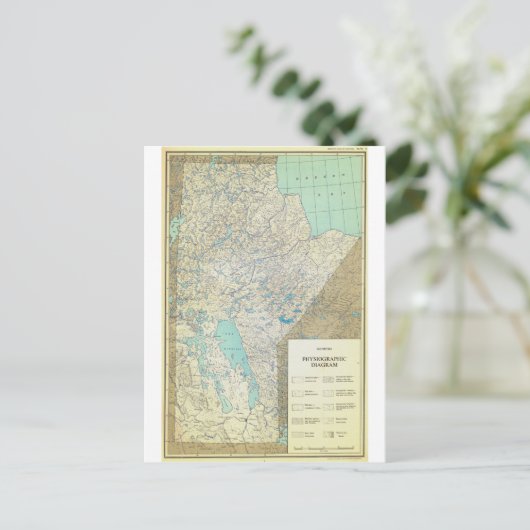 Manitoba Canada Physiographic Map in 1860 Briefkaart (Staand voorkant)