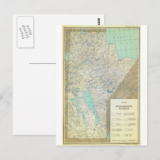 Manitoba Canada Physiographic Map in 1860 Briefkaart (Voorkant / Achterkant)
