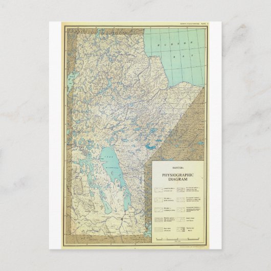 Manitoba Canada Physiographic Map in 1860 Briefkaart (Voorkant)
