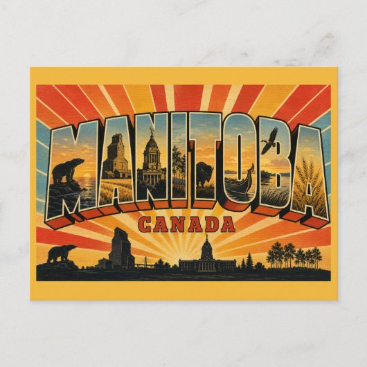 Manitoba Canada Vintage Briefkaart (Voorkant)