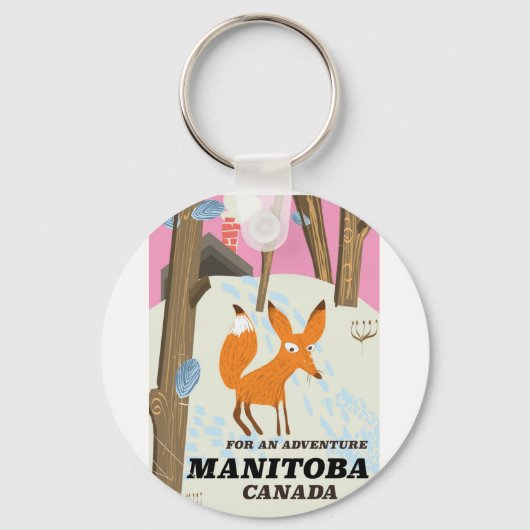 Manitoba Canada vintage stijl reisposter Sleutelhanger (Voorkant)