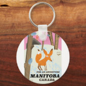 Manitoba Canada vintage stijl reisposter Sleutelhanger (Voorkant)