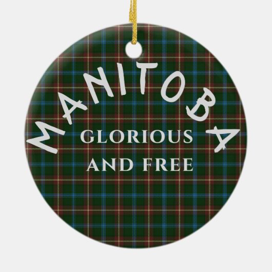 Manitoba Motto en Tartan Keramisch Ornament (Achterkant)