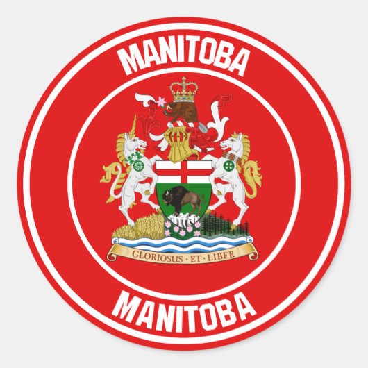 Manitoba Round Emblem Ronde Sticker (Voorkant)