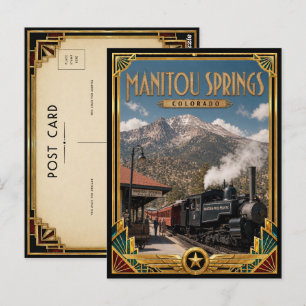 Manitou Springs Colorado Vintage Art Deco Gouden Briefkaart